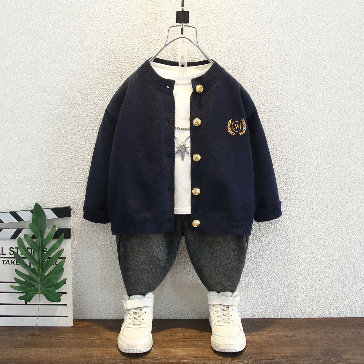 Boys Preppy Style Knit Cardigan Autumn Winter Sweater