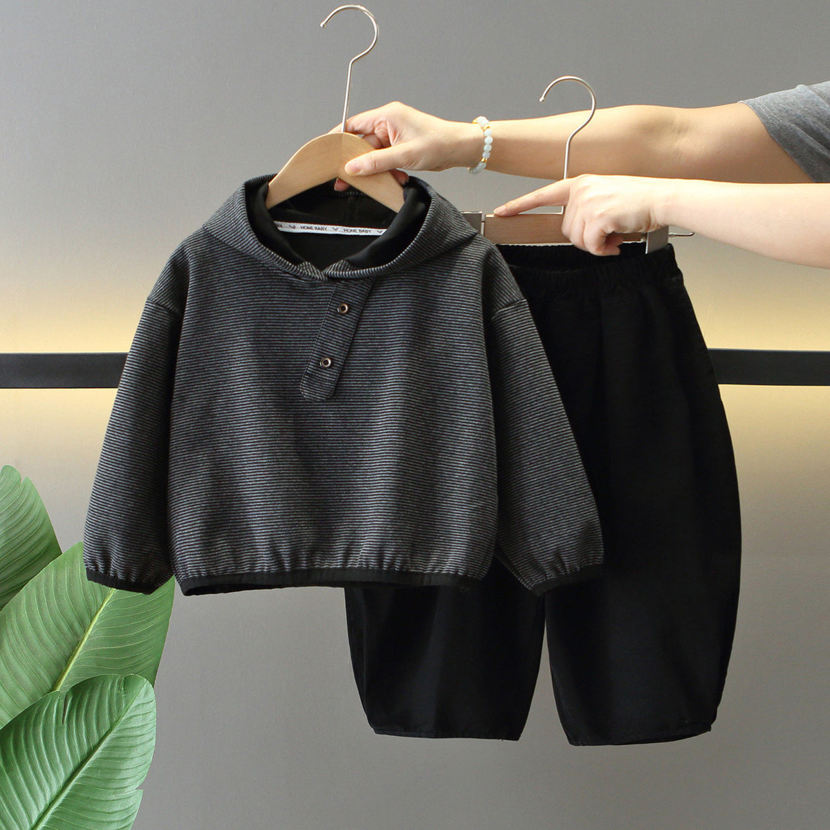 Boys Casual Striped Two-Piece Set