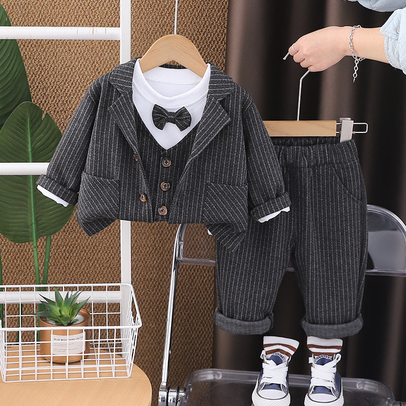 Solid Color Toddler Boys Three-Piece Suit Set