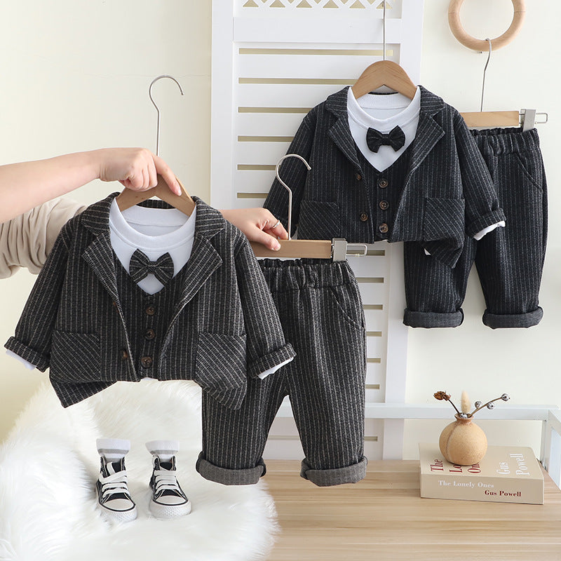 Solid Color Toddler Boys Three-Piece Suit Set