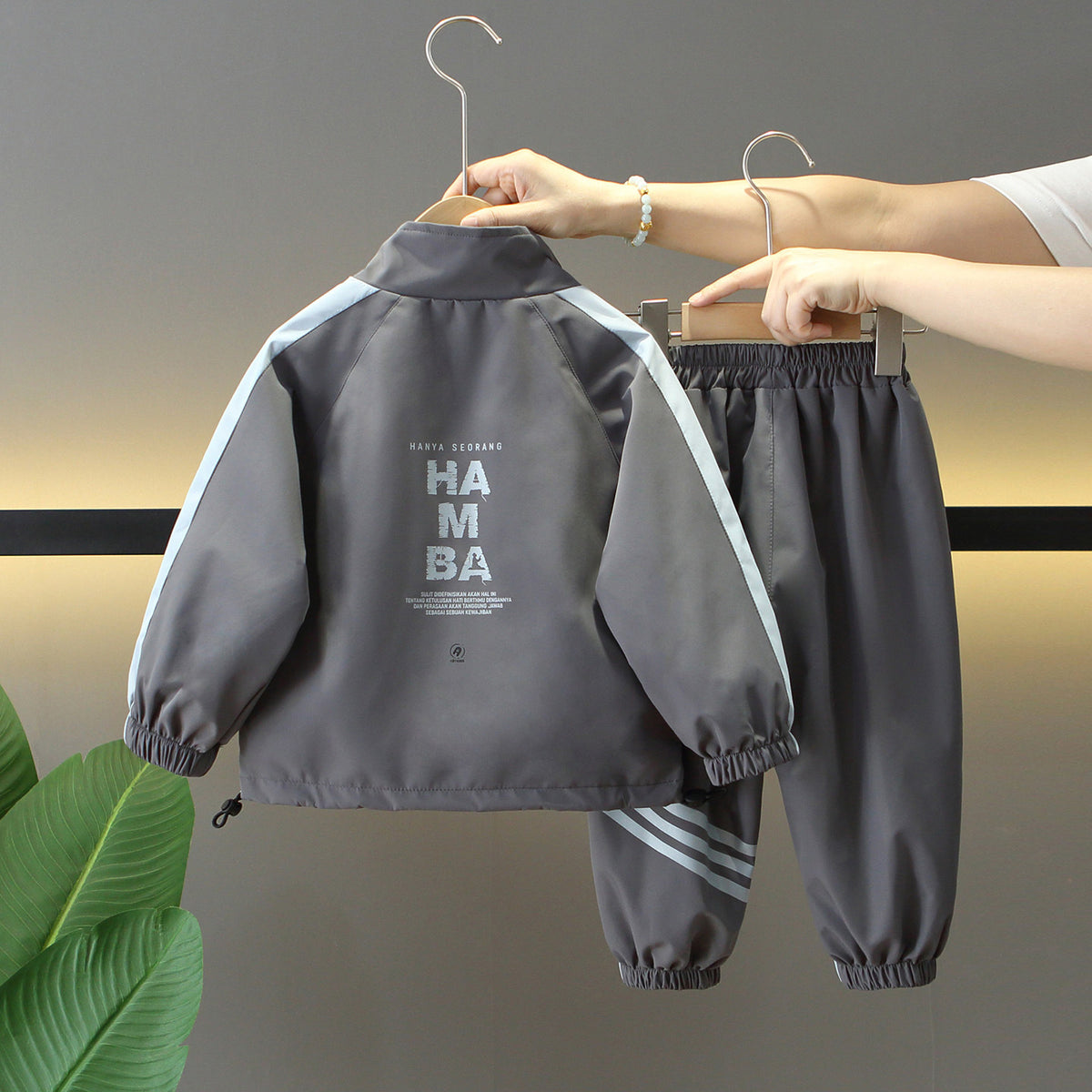 Boy Grey Contrast Sportswear Jacket & Pants Set