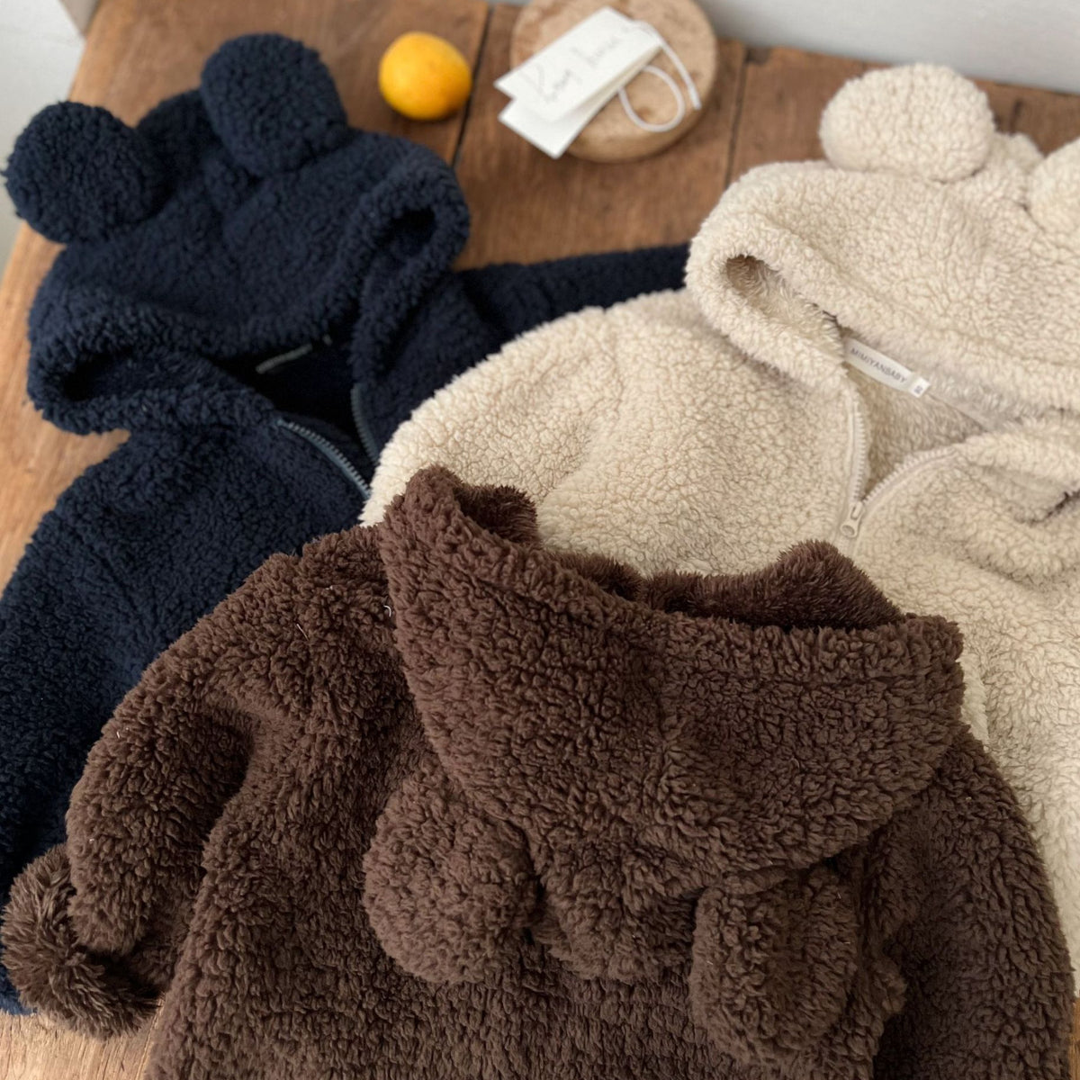Boy & Girl Teddy Bear Ears Sherpa Hoodie Jacket