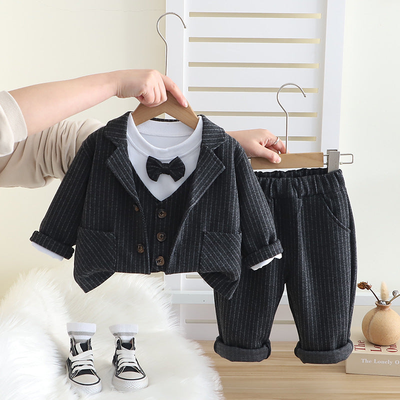 Solid Color Toddler Boys Three-Piece Suit Set