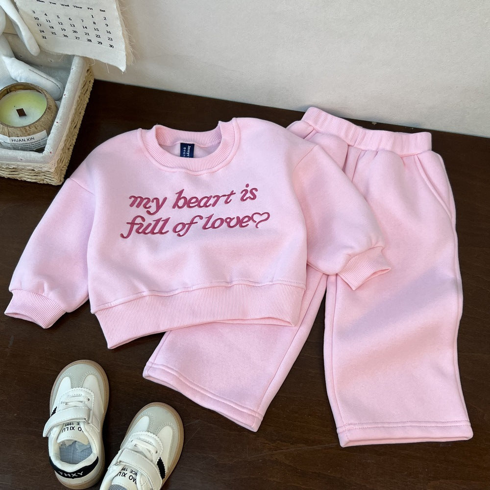 Two piece set of hoodies and pants for boys and girls