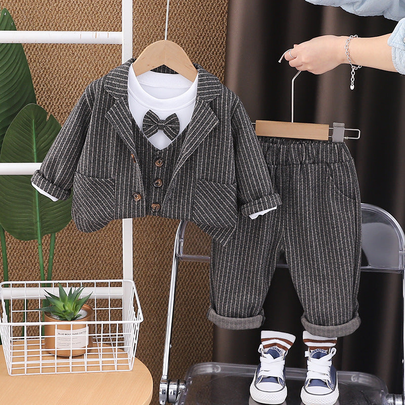 Solid Color Toddler Boys Three-Piece Suit Set