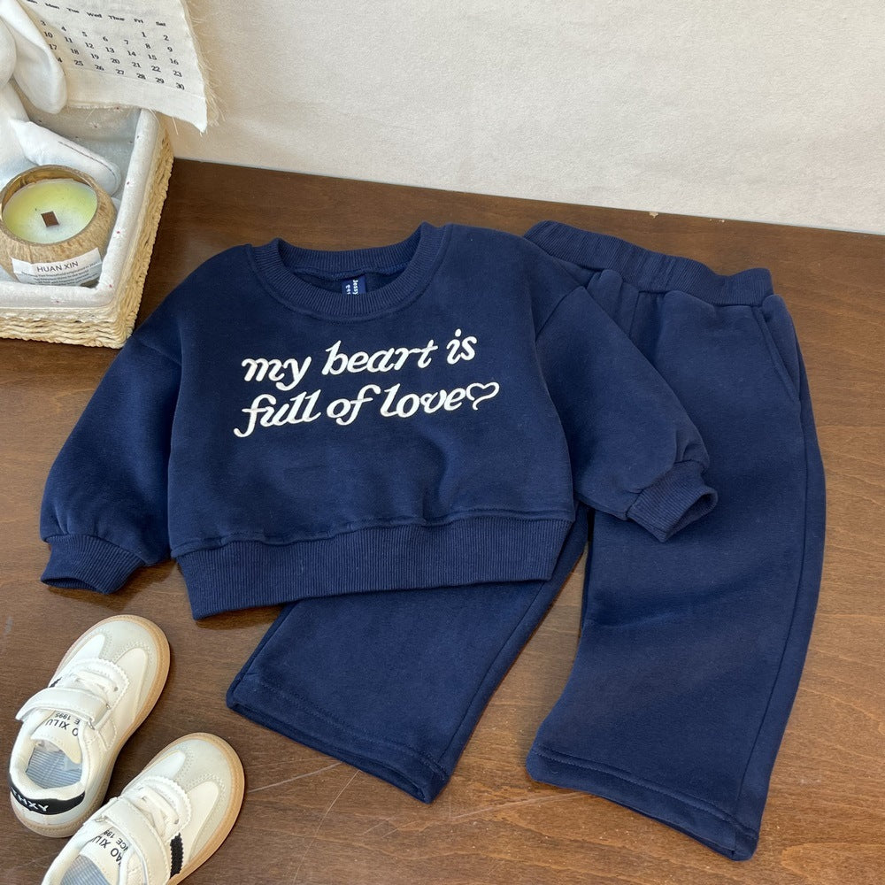 Two piece set of hoodies and pants for boys and girls