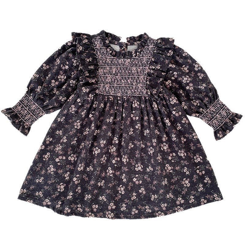 Baby Girl Floral Long Sleeve Smocked Spring Autumn Dress