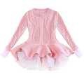 Style Knit Long Sleeve Princess Girls Sweater Dress