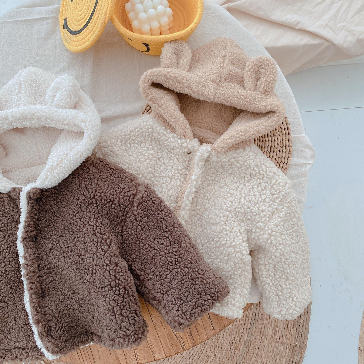 Boy & Girl Cute Bear Ear Hooded Sherpa Fleece Jacket