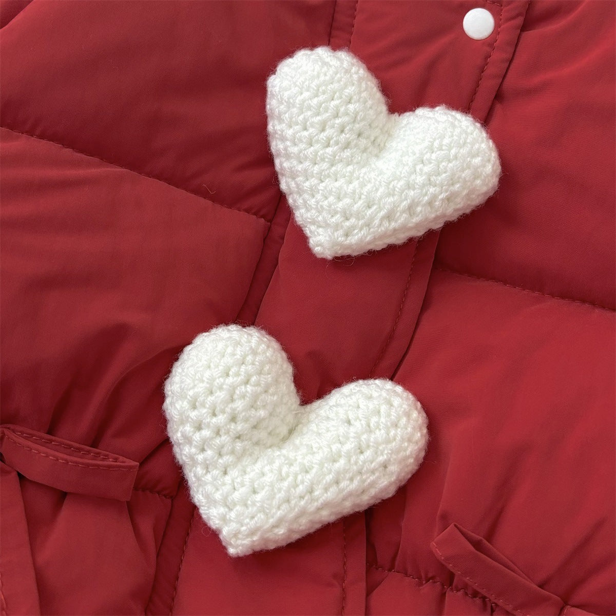 Girl Red Heart Hoodie Winter Puffer Jumpsuit Romper