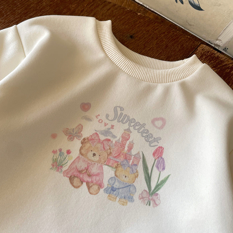 Cartoon Print Kids Sweatshirt Dress