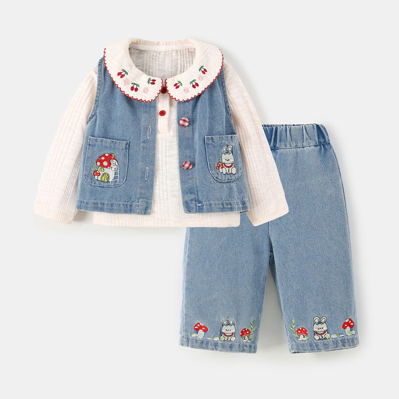A three piece set of pants children's clothing jeans