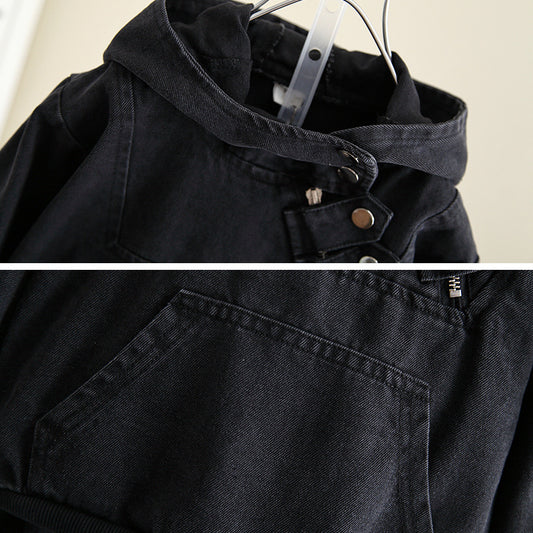 Boy Black Utility Hooded Sweatshirt Jogger Pants 2-Piece Set