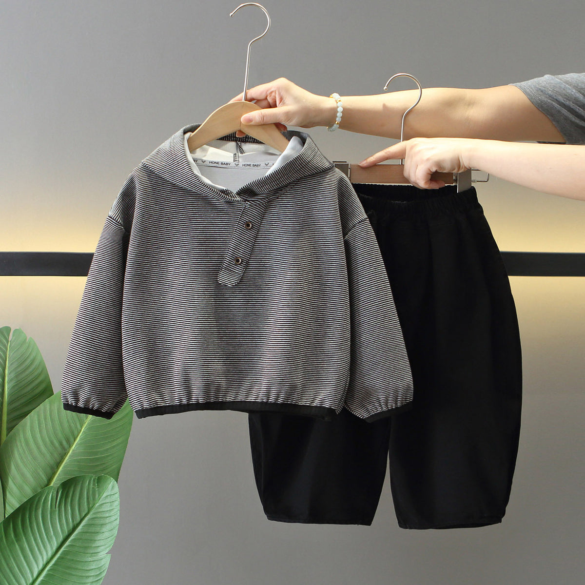 Boys Casual Striped Two-Piece Set