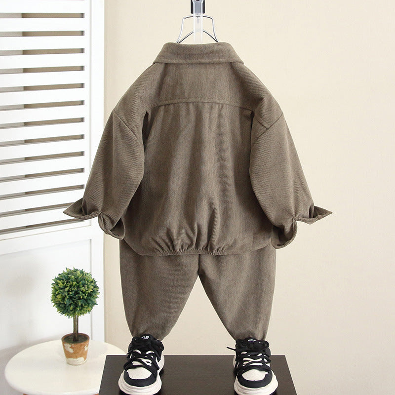 Boys Corduroy Jacket Casual Two-Piece Set