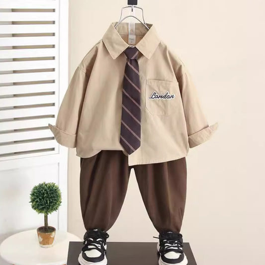 Boy Smart Casual Shirt, Vest, Tie & Pants Set