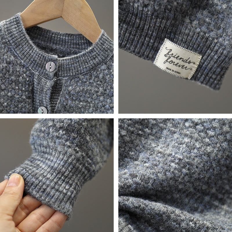 Boy Cozy Knit Cardigan T-Shirt & Shorts 3-Piece Set