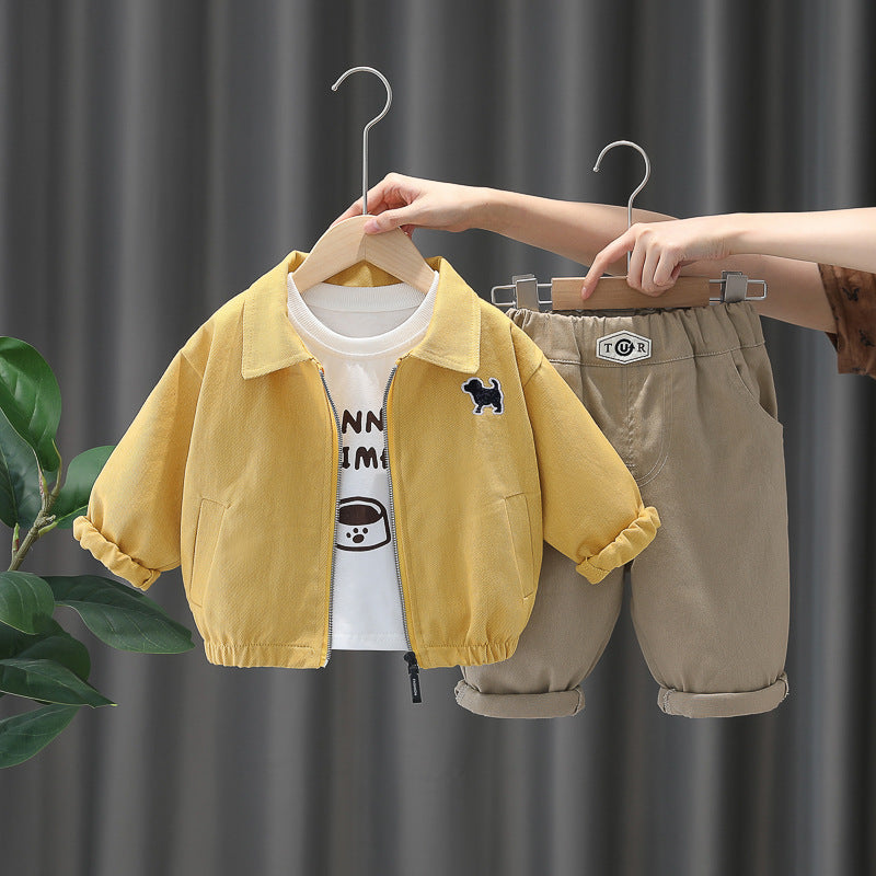 Boy 3-Piece Dog Patch Jacket, Tee & Pants Set