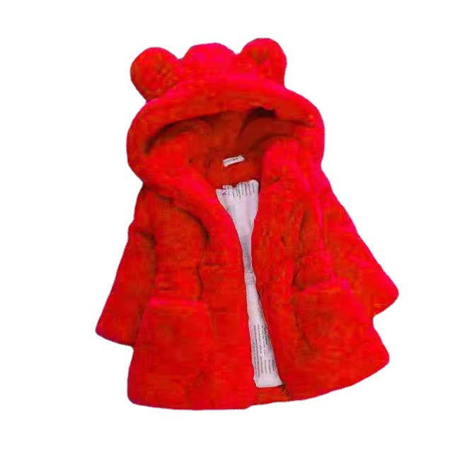 Girls Thick Faux Fur Padded Coat Winter Warm Kids Outerwear Jacket