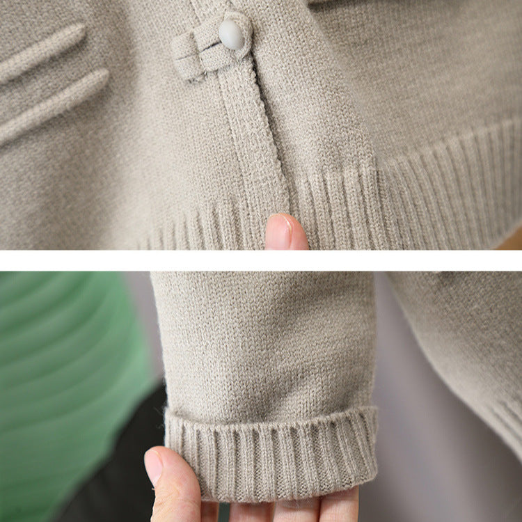 Boy Collar Knit Sweater & Cargo Pants Set