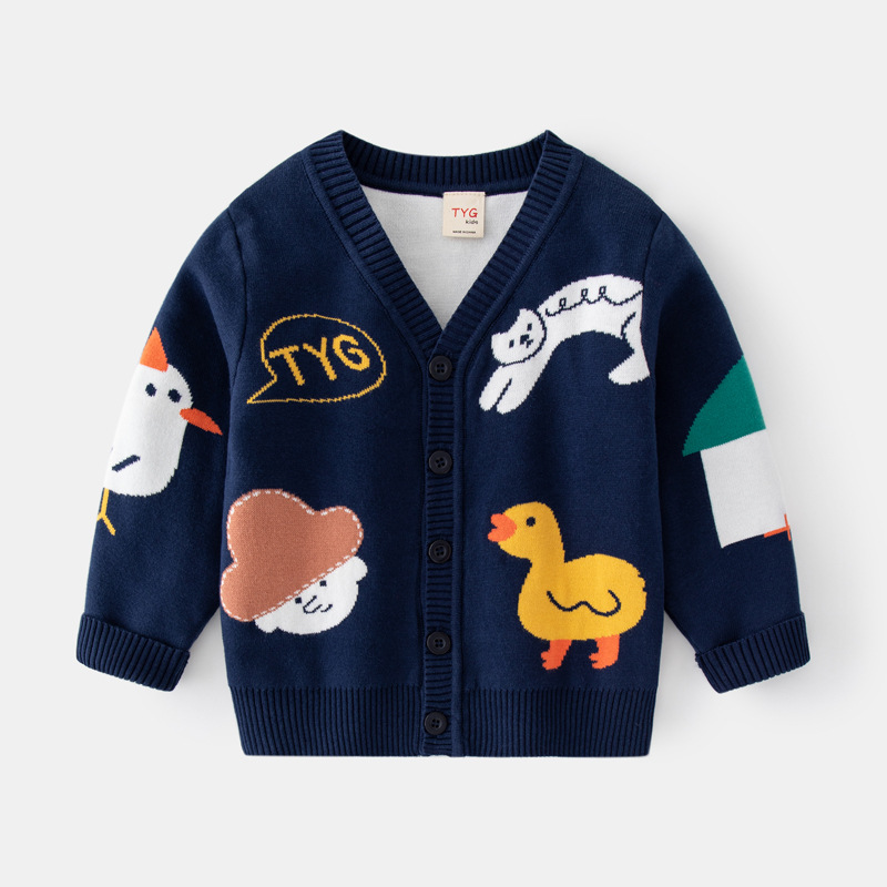 Boy & Girl Playful Animal Button Cardigan