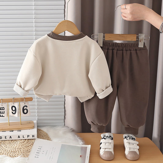 Boys 3D Car Letter Print Sweatshirt and Pants Set 0-4 Years