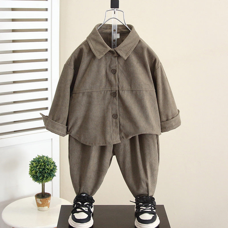 Boys Corduroy Jacket Casual Two-Piece Set