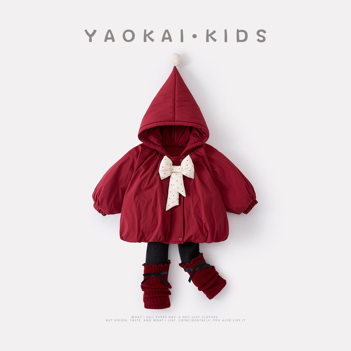 Cotton Outfit Set with Bow for Baby Girls, Thickened and Warm Winter Coat and Bottoms Two-Piece Set