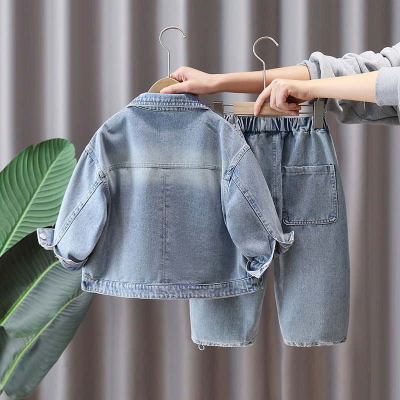 Boy Denim Jacket & Elastic Waist Jeans Set