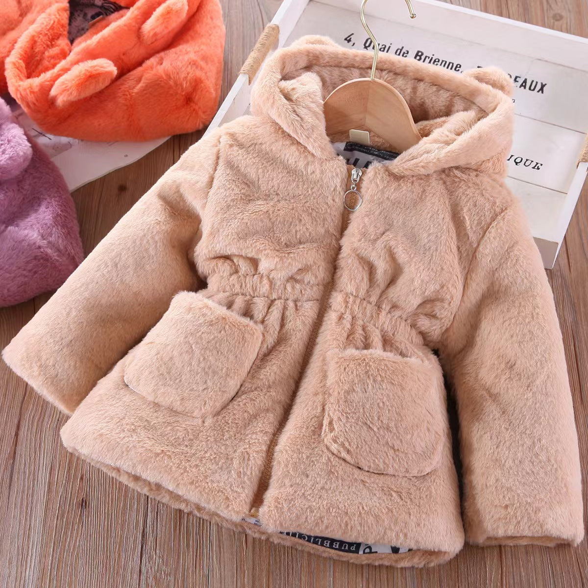Girls Thick Faux Fur Padded Coat Winter Warm Kids Outerwear Jacket