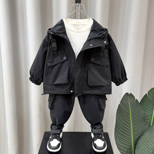 Boy Hooded Cargo Jacket & Jogger Set