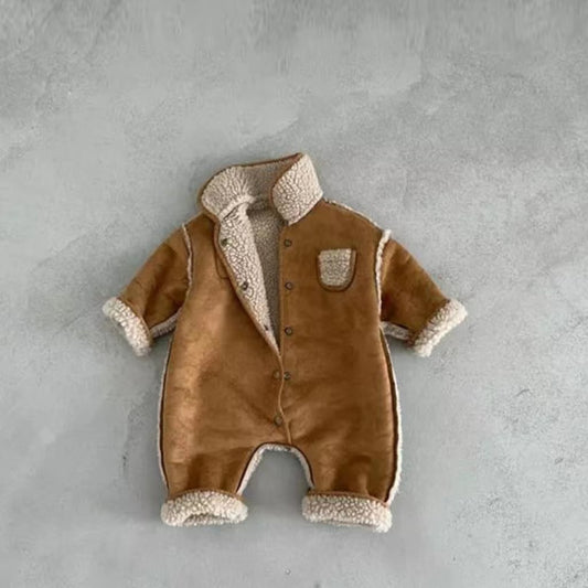 Boy & Girl Winter Sherpa Lined Fleece Jumpsuit Romper