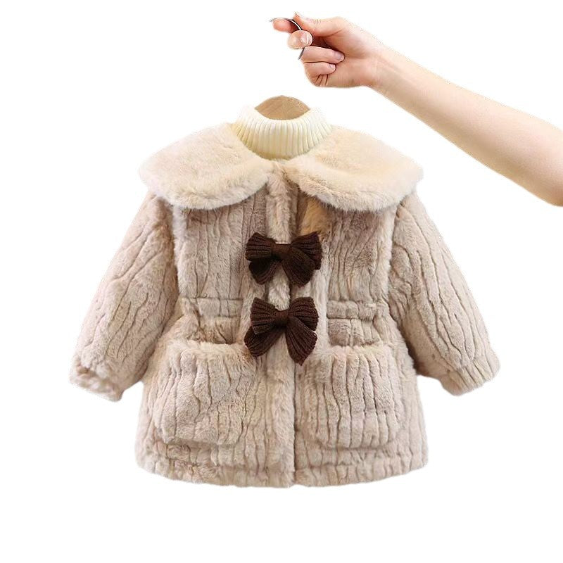 Girls' Stylish Thickened Fleece Lined Plush Winter Coat