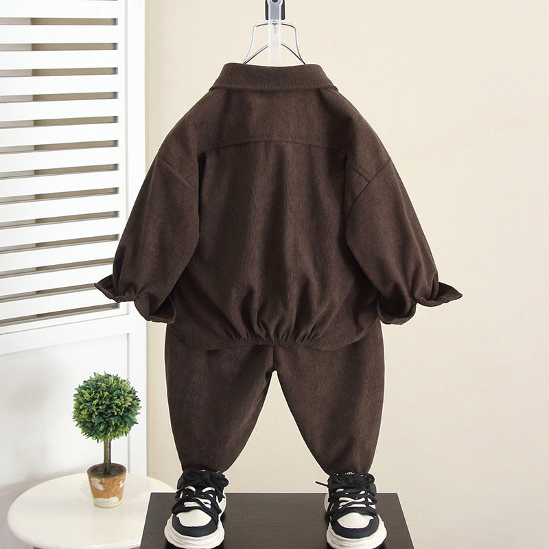 Boys Corduroy Jacket Casual Two-Piece Set