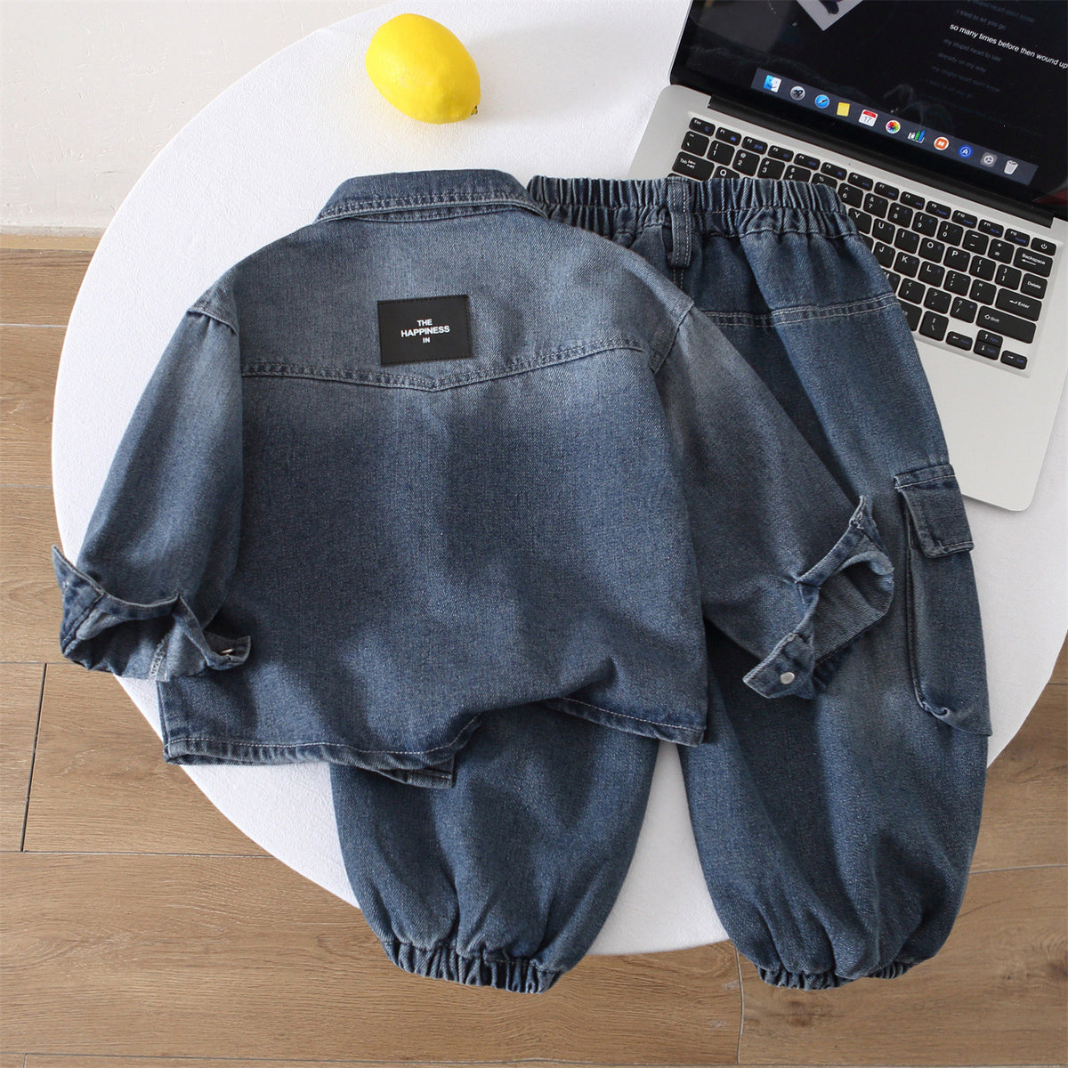 Boy Denim Jacket & Cargo Pants Set