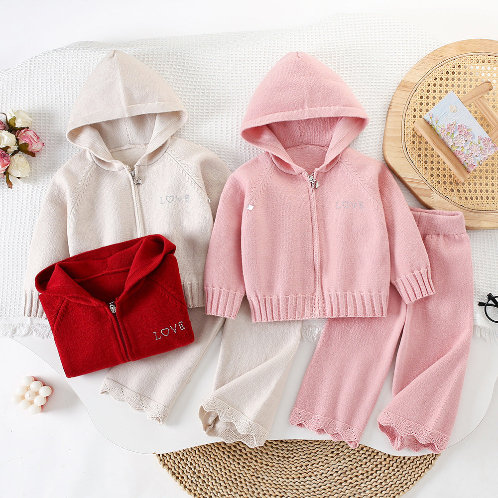 Girl Soft Knit Hoodie & Pants Set