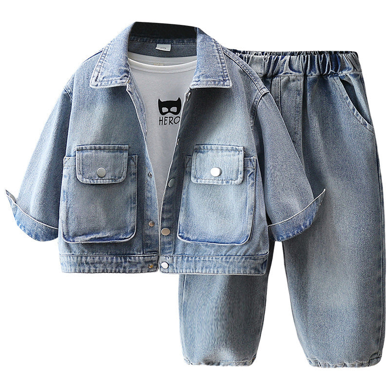 Boy Denim Jacket & Elastic Waist Jeans Set