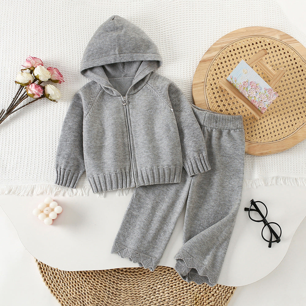 Girl Soft Knit Hoodie & Pants Set