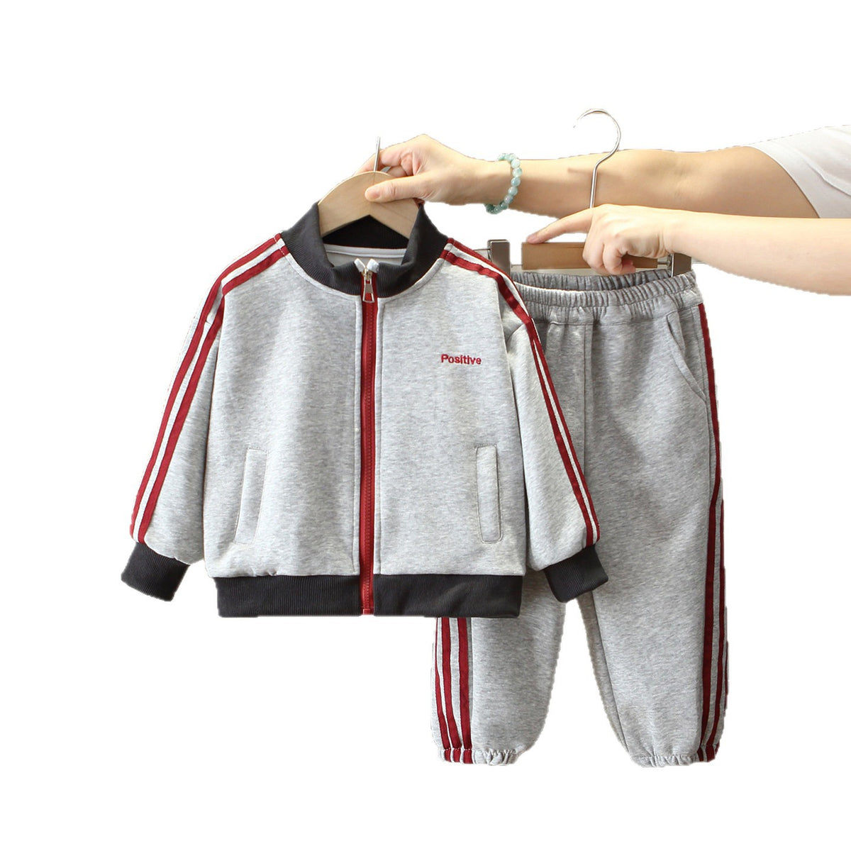 Boy Striped Trim Casual Tracksuit Set