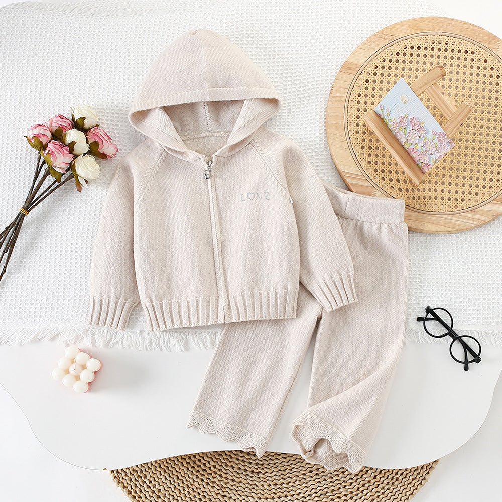 Girl Soft Knit Hoodie & Pants Set