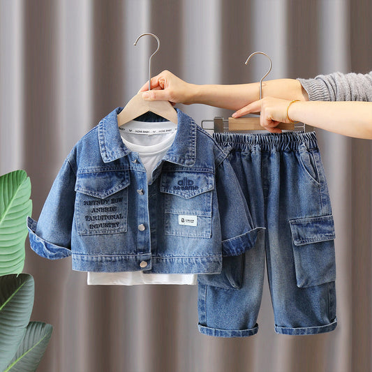 Boys  Denim 3-Piece Set Spring Autumn Casual Suit