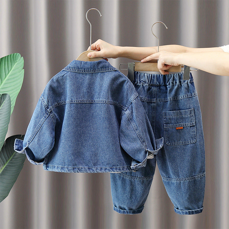 Boys Autumn Denim Two-Piece Set Casual Streetwear Outfit