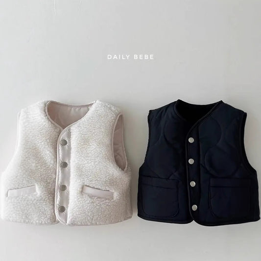 Girl Reversible Sherpa Fleece & Quilted Vest