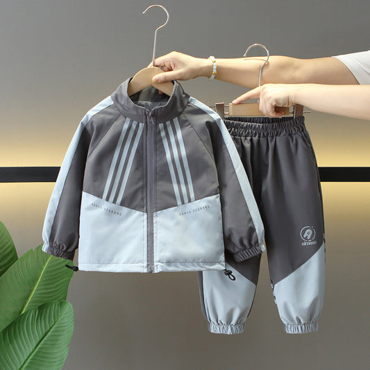 Boy Grey Contrast Sportswear Jacket & Pants Set