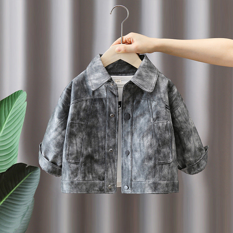 Boy Vintage Brown Faux Leather Jacket Outerwear