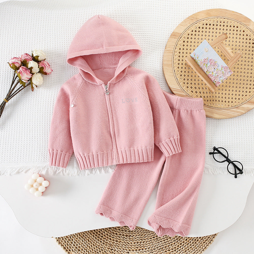 Girl Soft Knit Hoodie & Pants Set