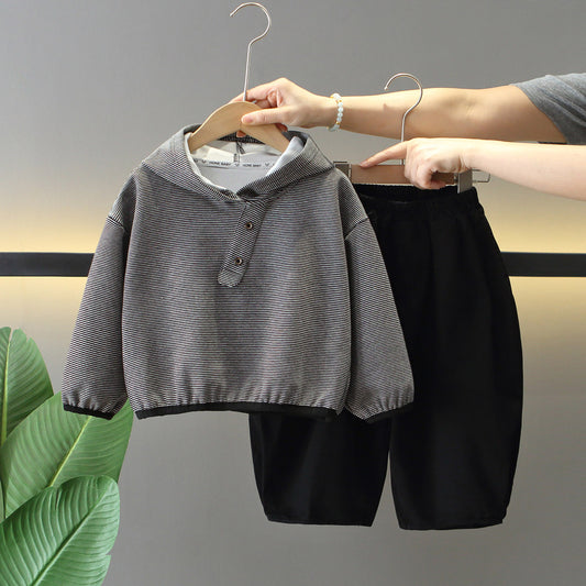 Boys Casual Striped Two-Piece Set
