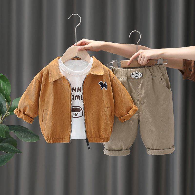 Boy 3-Piece Dog Patch Jacket, Tee & Pants Set