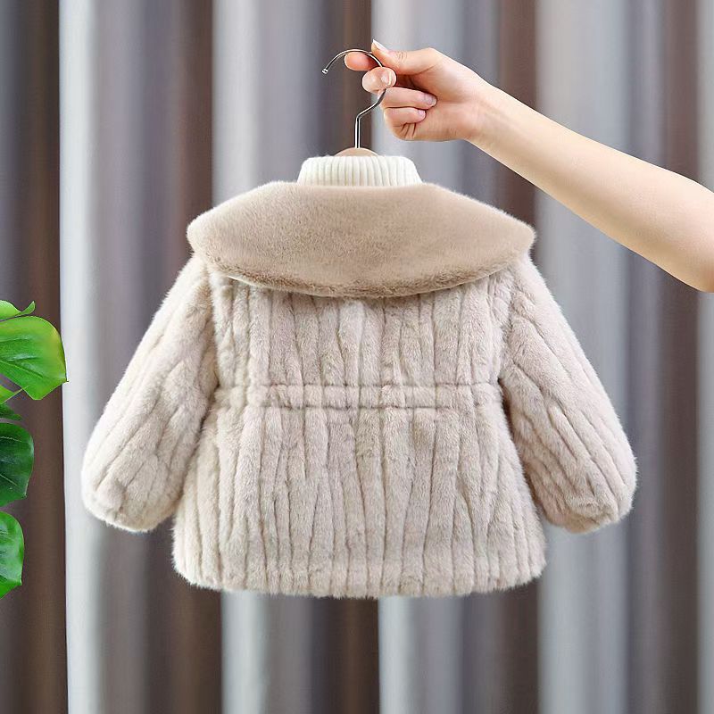 Girls' Stylish Thickened Fleece Lined Plush Winter Coat