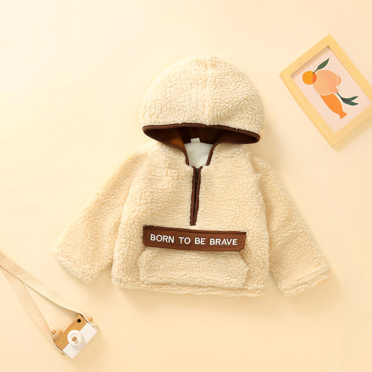 Kids Winter Sherpa Patchwork Fleece Jacket, Loose Fit Warm Hooded Coat for Baby Girls